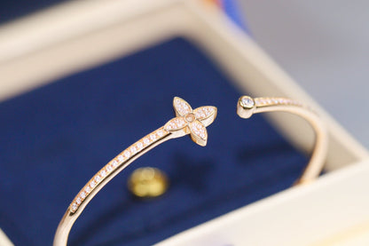 [⭐Mirelle]IDYLLE PINK GOLD OPEN BRACELET DIAMOND PAVED