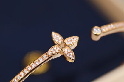 [⭐Mirelle]IDYLLE PINK GOLD OPEN BRACELET DIAMOND PAVED