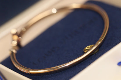 [⭐Mirelle]IDYLLE PINK GOLD OPEN BRACELET DIAMOND PAVED