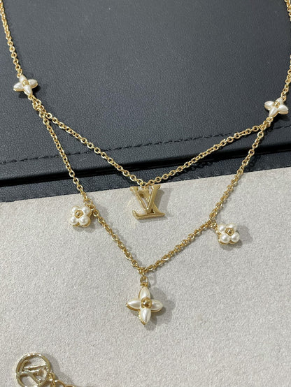 [⭐Mirelle]FLOWERGRAM GOLD MOP DOUBLE ROW NECKLACE