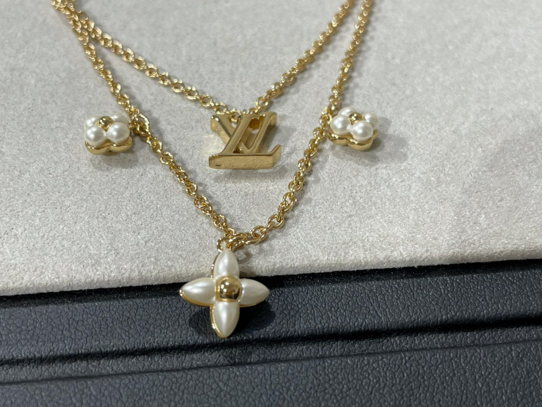 [⭐Mirelle]FLOWERGRAM GOLD MOP DOUBLE ROW NECKLACE