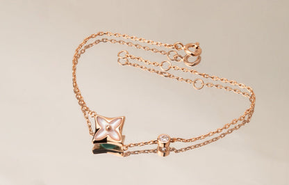 [⭐Mirelle]STAR PINK MOP 1 DIAMOND PINK GOLD NECKLACE