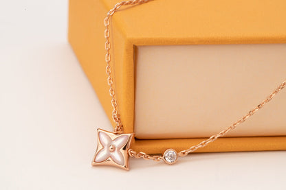 [⭐Mirelle]STAR PINK MOP 1 DIAMOND PINK GOLD NECKLACE
