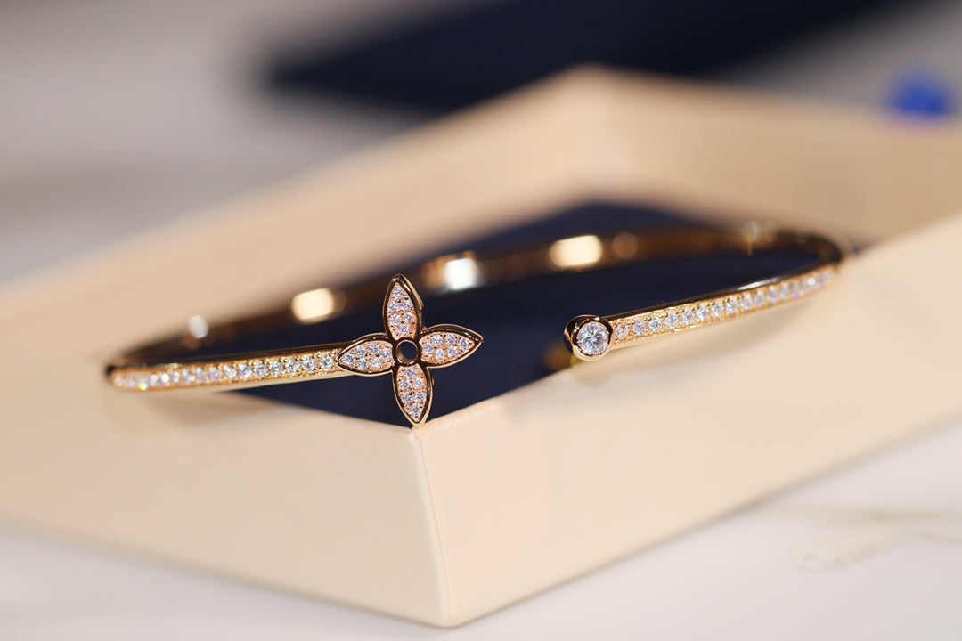 [⭐Mirelle]IDYLLE GOLD OPEN BRACELET DIAMOND PAVED