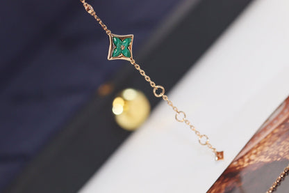 [⭐Mirelle]STAR AND SUN 4 MOTIF PINK GOLD MALACHITE BRACELET
