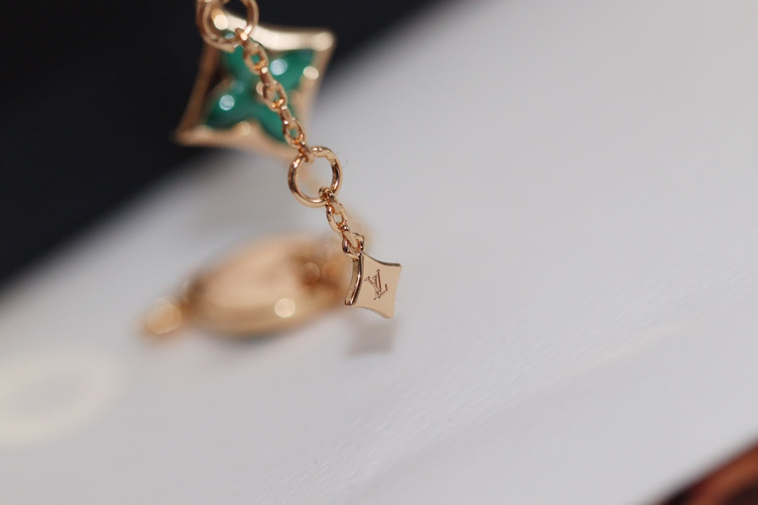 [⭐Mirelle]STAR AND SUN 4 MOTIF PINK GOLD MALACHITE BRACELET
