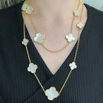 [⭐Mirelle]CLOVER 16 MOTIF WHITE MOP GOLD NECKLACE