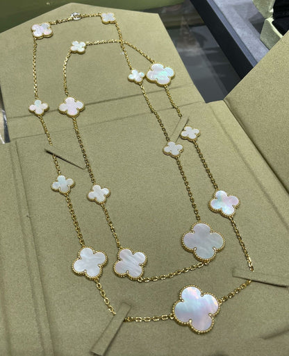 [⭐Mirelle]CLOVER 16 MOTIF WHITE MOP GOLD NECKLACE