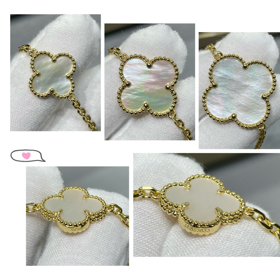 [⭐Mirelle]CLOVER 16 MOTIF WHITE MOP GOLD NECKLACE