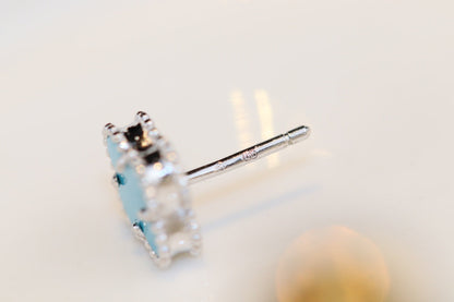 [⭐Mirelle]CLOVER MINI TURQUOISE SILVER STUD EARRINGS