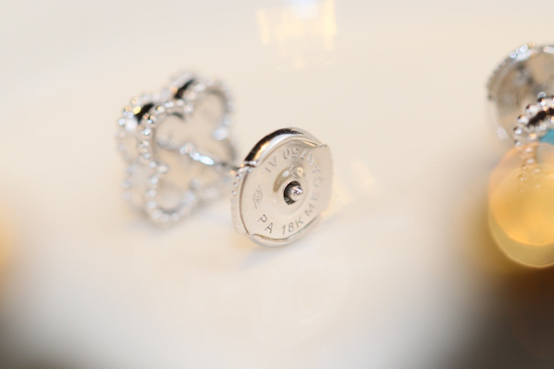 [⭐Mirelle]CLOVER MINI TURQUOISE SILVER STUD EARRINGS