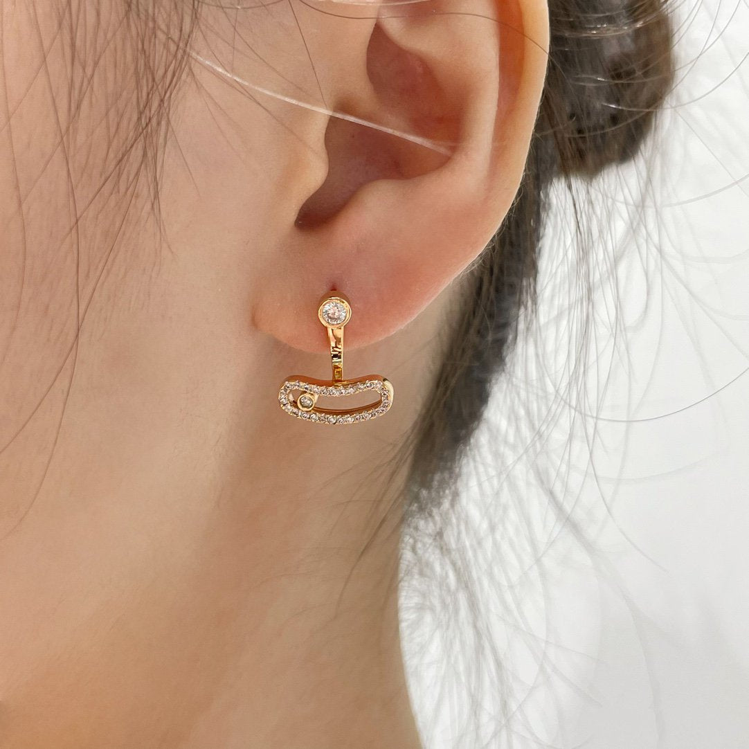 [⭐Mirelle]MOVE UNO PINK GOLD DIAMOND EARRINGS