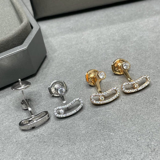 [⭐Mirelle]MOVE UNO PINK GOLD DIAMOND EARRINGS
