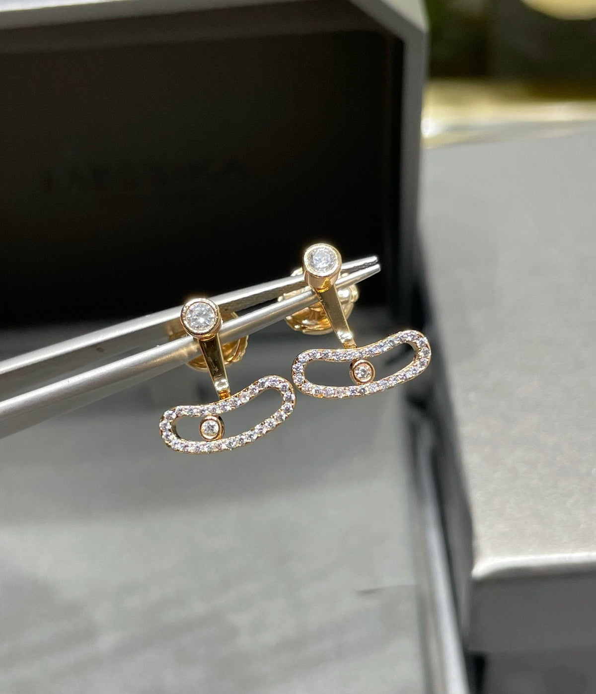 [⭐Mirelle]MOVE UNO PINK GOLD DIAMOND EARRINGS
