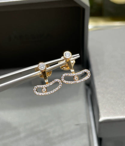 [⭐Mirelle]MOVE UNO PINK GOLD DIAMOND EARRINGS