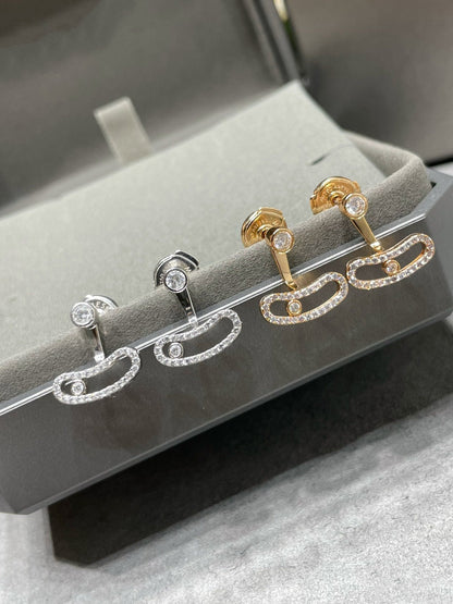 [⭐Mirelle]MOVE UNO PINK GOLD DIAMOND EARRINGS
