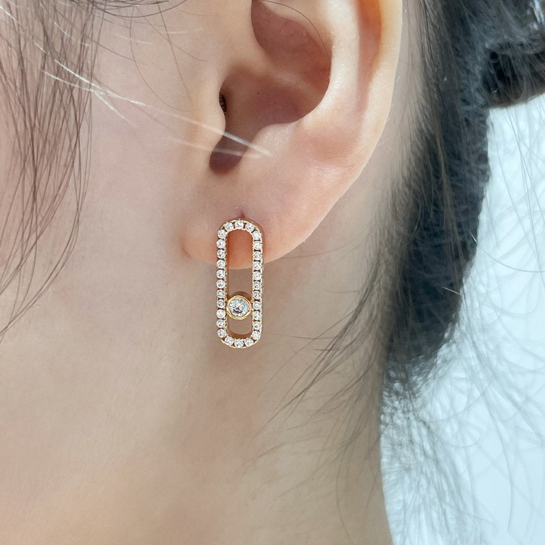 [⭐Mirelle]MOVE UNO STUD DIAMOND PAVED EARRINGS