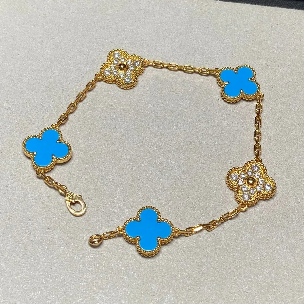 [⭐Mirelle] CLOVER 5 MOTIF BLUE AGATE BRACELET COLLECTION