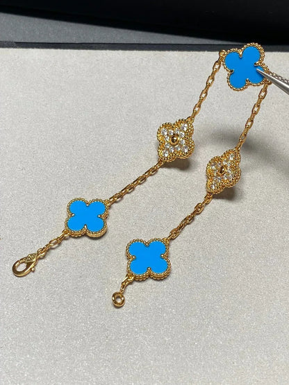 [⭐Mirelle] CLOVER 5 MOTIF BLUE AGATE BRACELET COLLECTION