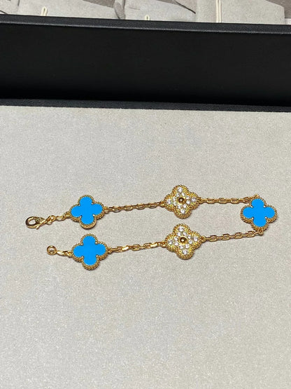 [⭐Mirelle] CLOVER 5 MOTIF BLUE AGATE BRACELET COLLECTION