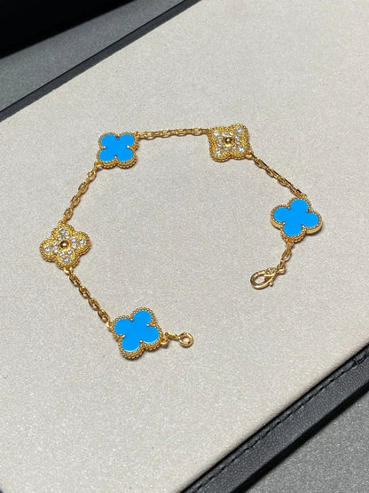 [⭐Mirelle] CLOVER 5 MOTIF BLUE AGATE BRACELET COLLECTION