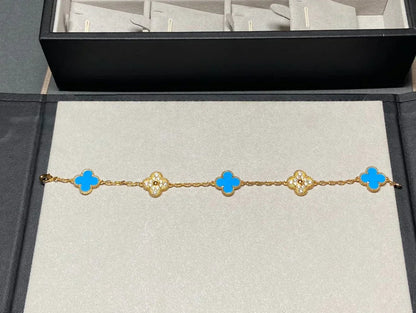 [⭐Mirelle] CLOVER 5 MOTIF BLUE AGATE BRACELET COLLECTION