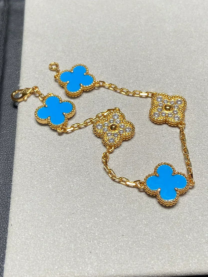[⭐Mirelle] CLOVER 5 MOTIF BLUE AGATE BRACELET COLLECTION