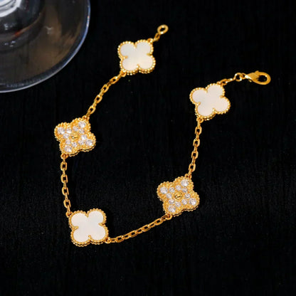 [⭐Mirelle]CLOVER WHITE PEARL MOP 5 MOTIF BRACELET COLLECTION