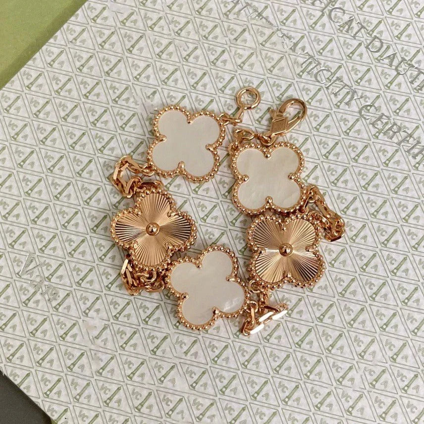 [⭐Mirelle]CLOVER WHITE PEARL MOP 5 MOTIF BRACELET COLLECTION