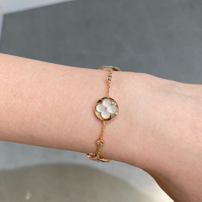 [⭐Mirelle]STAR AND SUN 4 MOTIF WHITE MOP PINK GOLD BRACELET