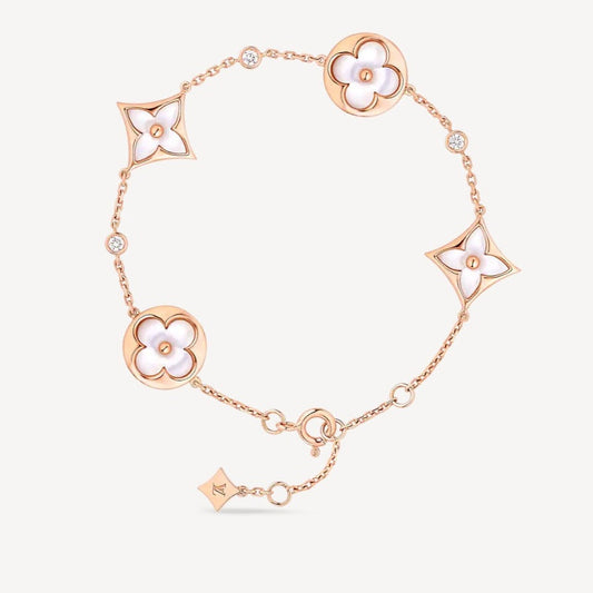 [⭐Mirelle]STAR AND SUN 4 MOTIF WHITE MOP PINK GOLD BRACELET