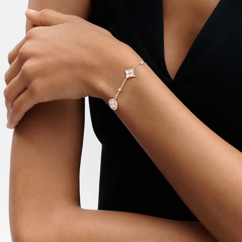 [⭐Mirelle]STAR AND SUN 4 MOTIF WHITE MOP PINK GOLD BRACELET