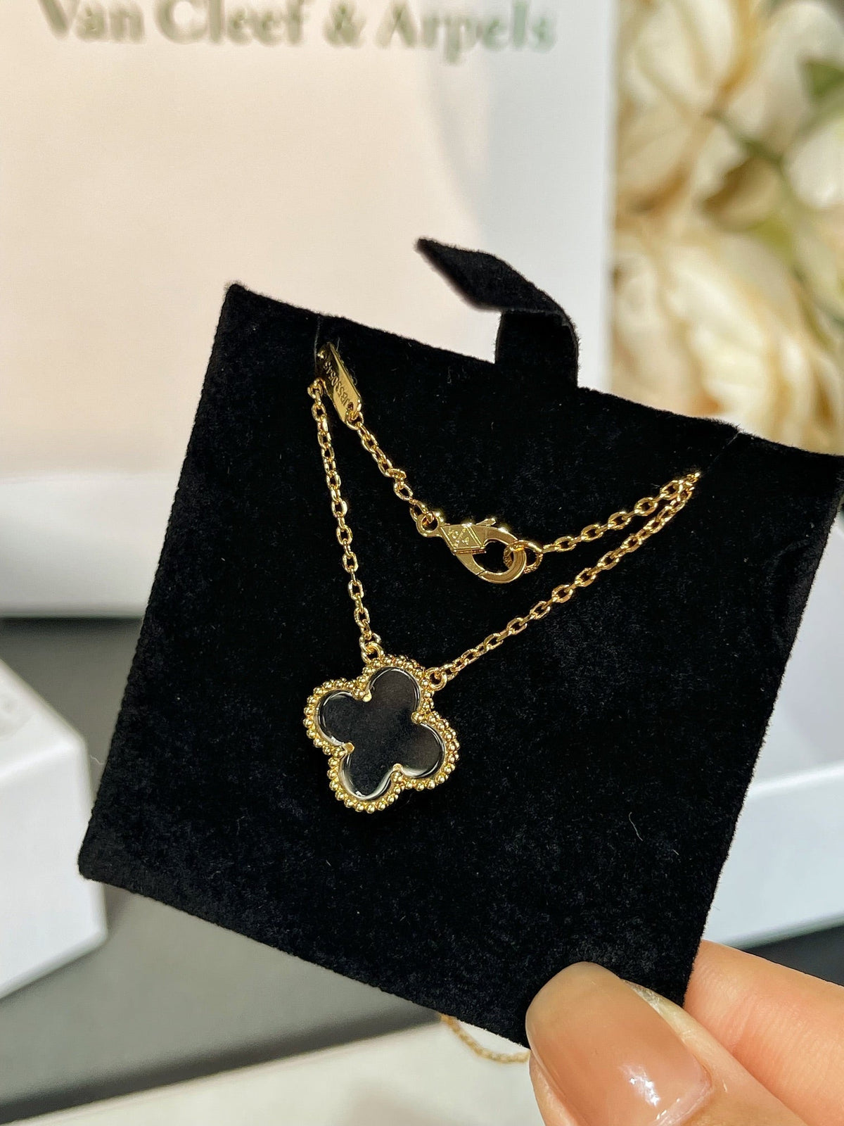 [⭐Mirelle]CLOVER ROCK CRYSTAL ROSE GOLD NECKLACE