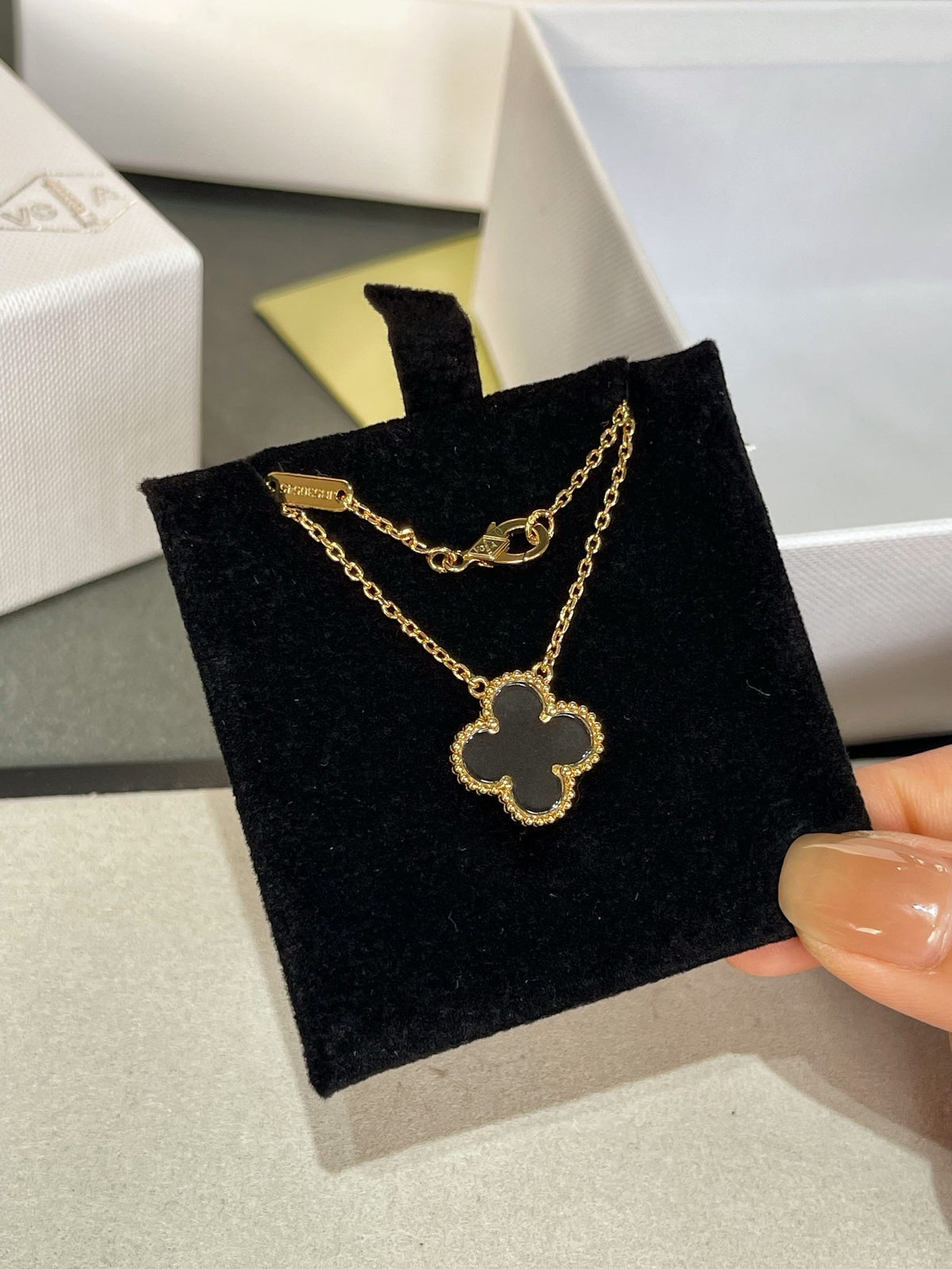 [⭐Mirelle]CLOVER ROCK CRYSTAL ROSE GOLD NECKLACE