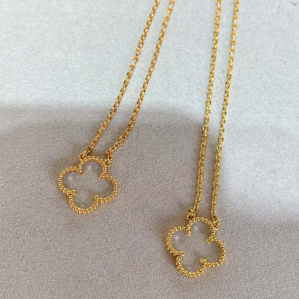 [⭐Mirelle]CLOVER ROCK CRYSTAL ROSE GOLD NECKLACE