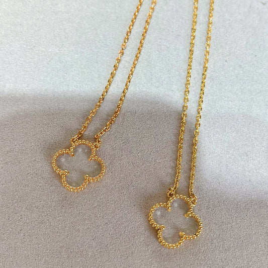 [⭐Mirelle]CLOVER ROCK CRYSTAL ROSE GOLD NECKLACE