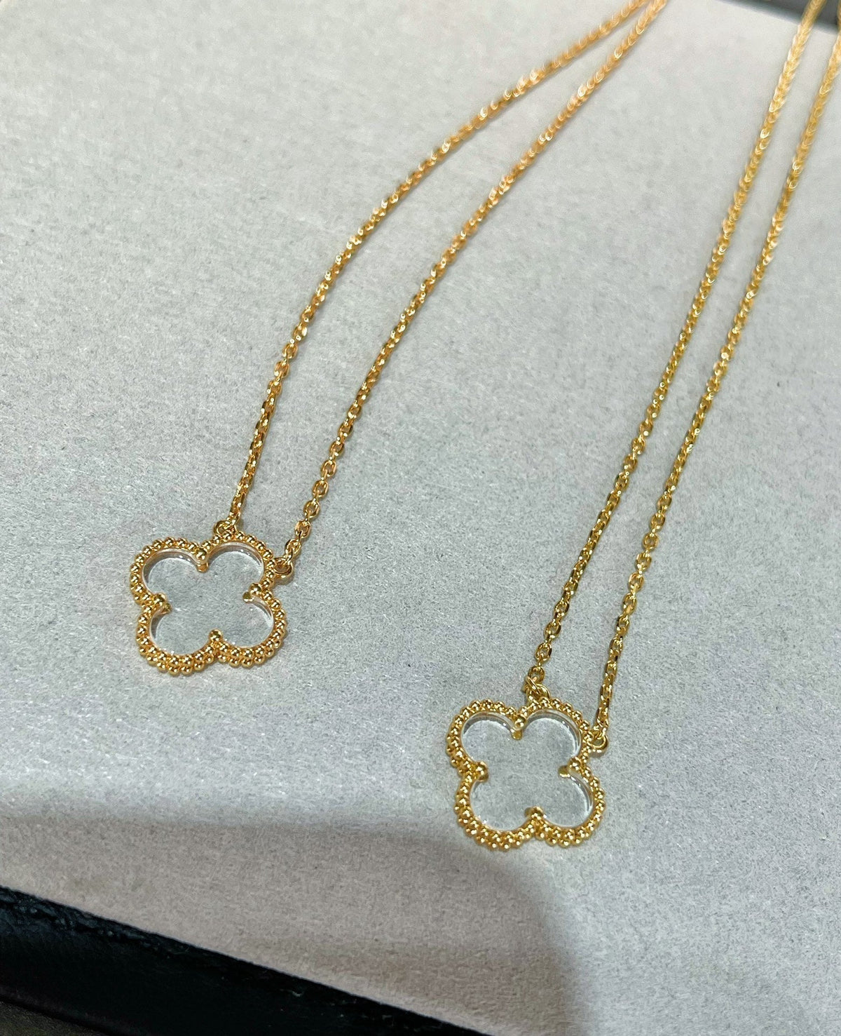 [⭐Mirelle]CLOVER ROCK CRYSTAL ROSE GOLD NECKLACE