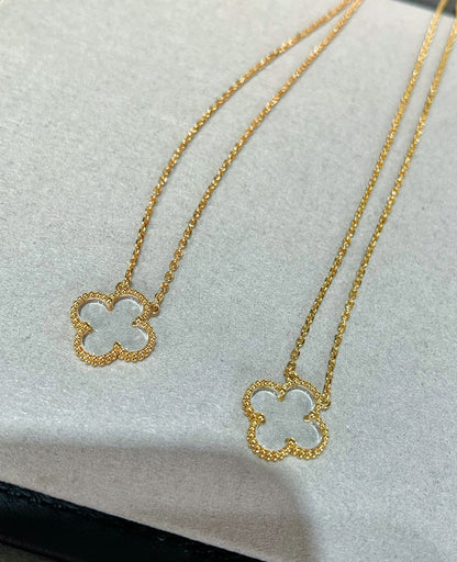 [⭐Mirelle]CLOVER ROCK CRYSTAL ROSE GOLD NECKLACE