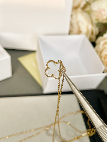 [⭐Mirelle]CLOVER ROCK CRYSTAL ROSE GOLD NECKLACE