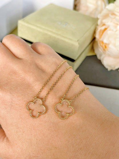 [⭐Mirelle]CLOVER ROCK CRYSTAL ROSE GOLD NECKLACE