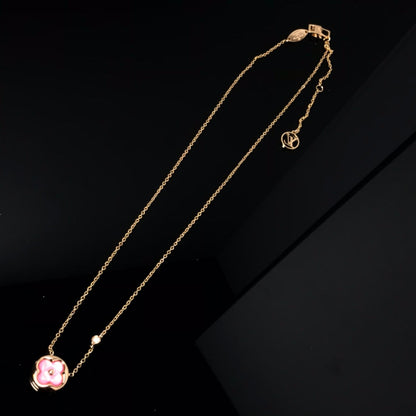[⭐Mirelle]COLOR BLOSSOM PINK MOP SUN GOLD NECKLACE