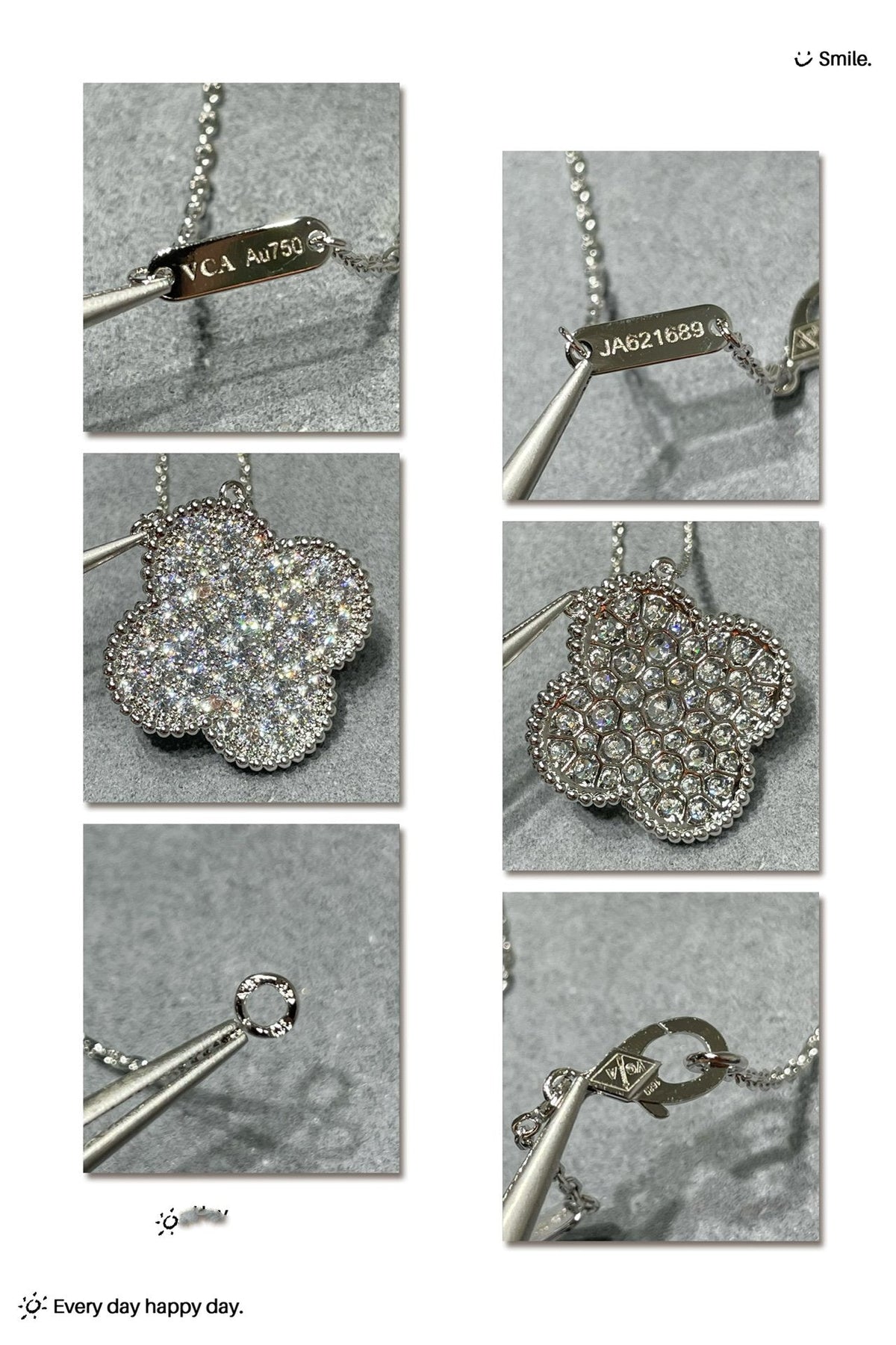 [⭐Mirelle]CLOVER 25MM LARGE PENDANT DIAMOND PAVED SILVER NECKLACE