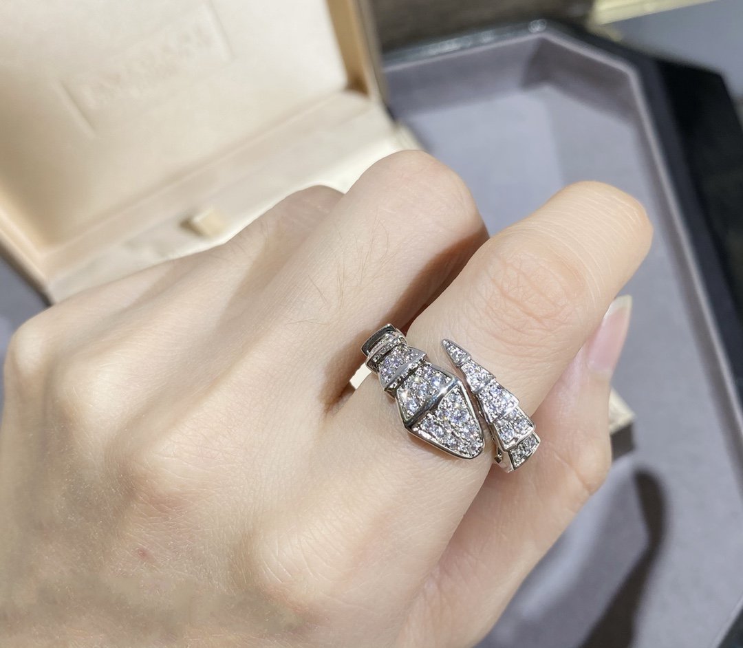 [⭐Mirelle]SERPENTI LARGE RING SILVER DIAMOND PAVED