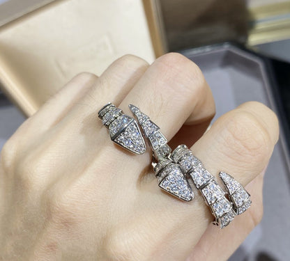 [⭐Mirelle]SERPENTI LARGE RING SILVER DIAMOND PAVED