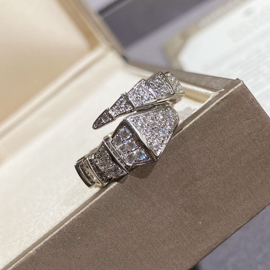 [⭐Mirelle]SERPENTI LARGE RING SILVER DIAMOND PAVED