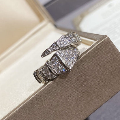 [⭐Mirelle]SERPENTI LARGE RING SILVER DIAMOND PAVED