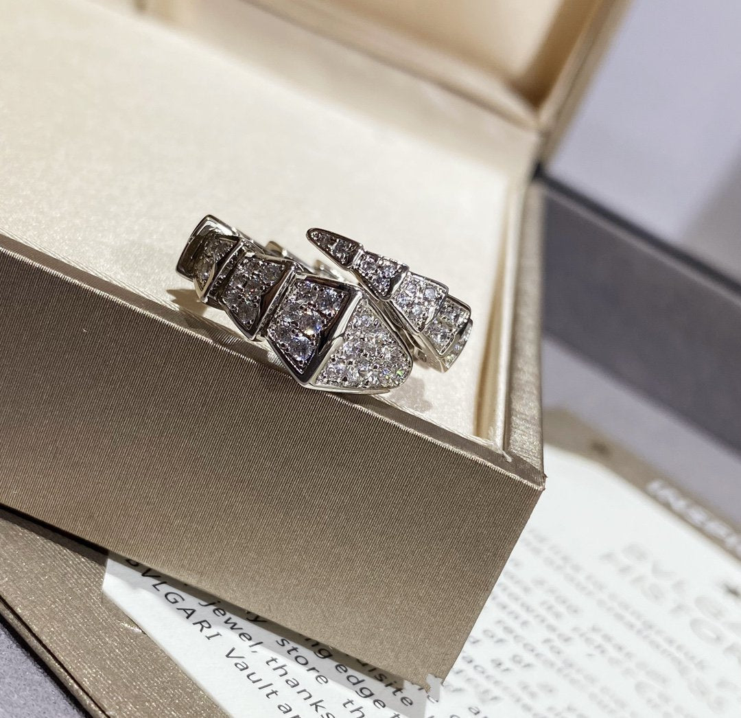 [⭐Mirelle]SERPENTI LARGE RING SILVER DIAMOND PAVED