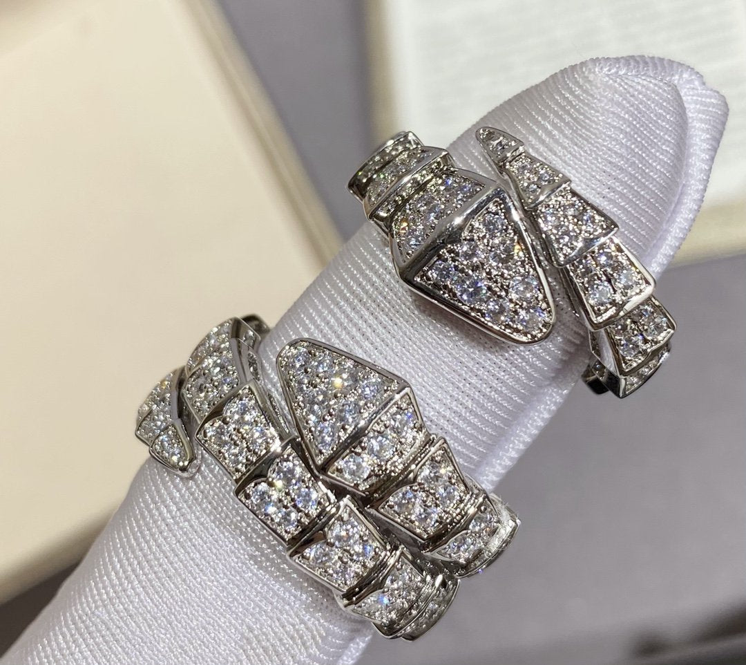 [⭐Mirelle]SERPENTI LARGE RING SILVER DIAMOND PAVED