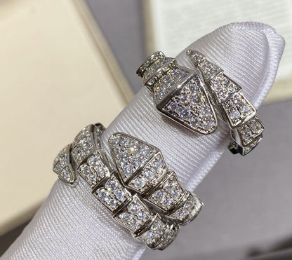 [⭐Mirelle]SERPENTI LARGE RING SILVER DIAMOND PAVED