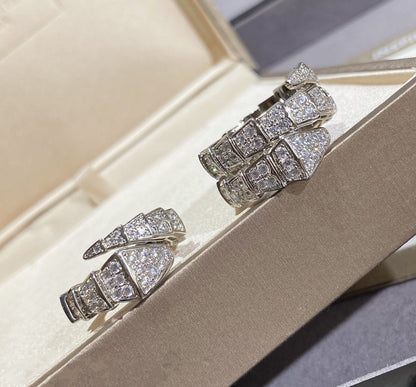 [⭐Mirelle]SERPENTI LARGE RING SILVER DIAMOND PAVED
